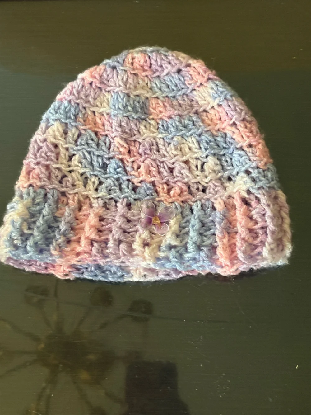 Handmade Pastel Crochet Baby Beanie - Pink, Blue, Cream